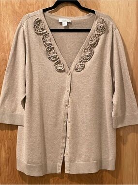 CJ Banks Beige Knit Top - 2X